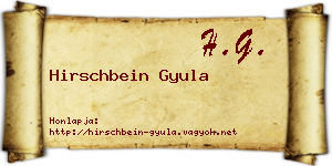 Hirschbein Gyula névjegykártya