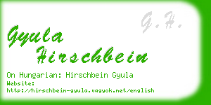 gyula hirschbein business card